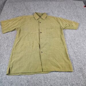 Bruno B Mens Medium Olive Green Sueded Short Sleeve Button Down Shirt Italy